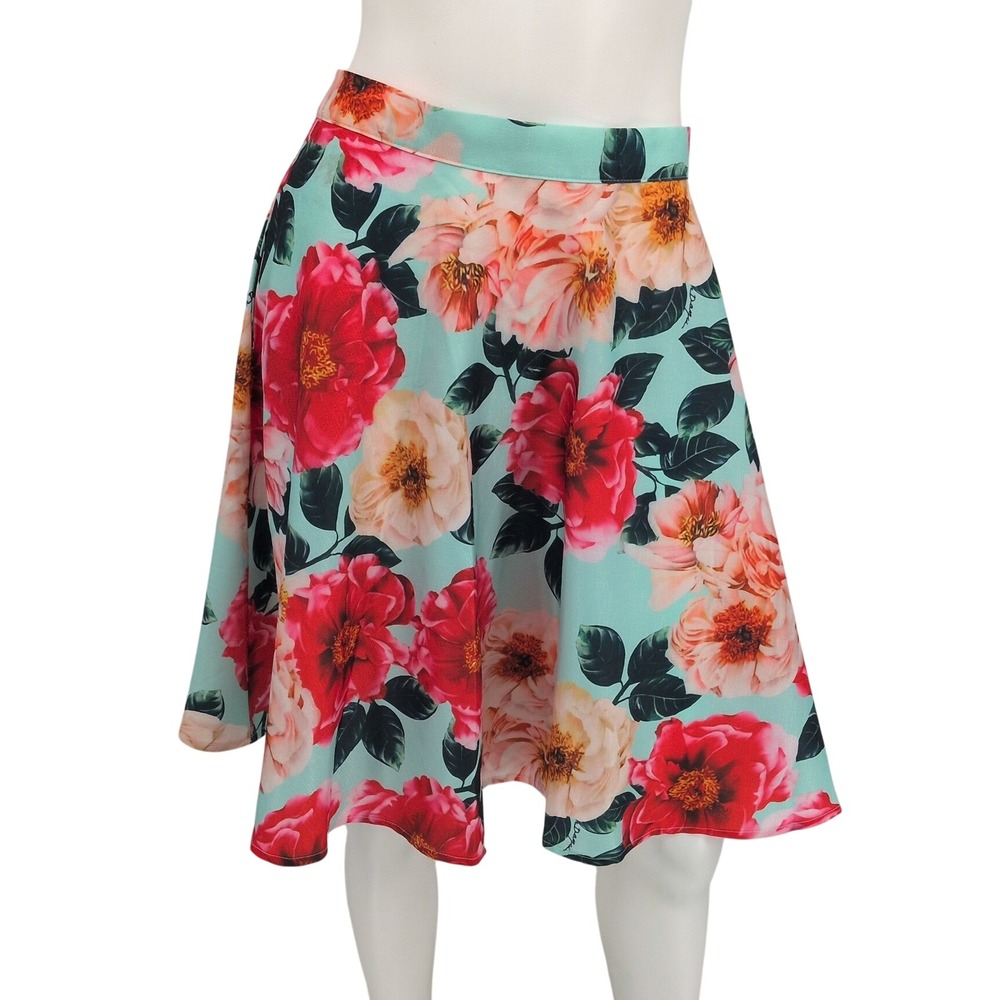 Unique Vintage Floral Skater Skirt Retro Rockabilly Pinup Coquette Flare XLarge